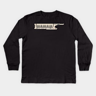 Pixel White Axe Keyboard Guitar Kids Long Sleeve T-Shirt